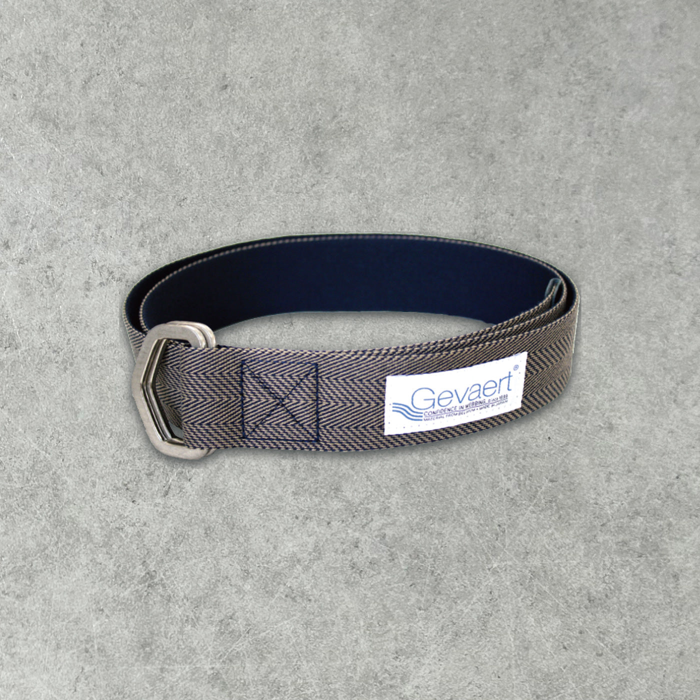 GEVAERT(ゲバルト) ダブルリングリバーシブルヘリンボーンベルト ベルギー生地 日本製 ベルト長さ:約120cm ベルト幅:4cm サイズフリー カジュアル メンズ レディース ダブルリングバックル ファッション小物