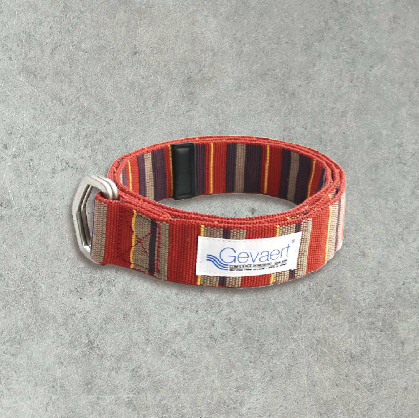 GEVAERT(ゲバルト) Wリングカラーボーダーベルト 日本製 ベルギー生地 おしゃれ サイズ ベルト長さ：約120cm ベルト幅：4cm ストライプ サイズフリー ダブルリングバックル ユニセックス カジュアル 布ベルト