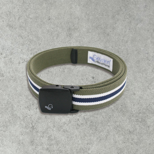 GEVAERT(ゲバルト) プラバックルセンターラインベルト ベルギー生地 日本製 ゴム生地 ベルト長さ：約110cm ベルト幅：3.5cm ストライプ柄 カジュアル メンズ レディース アウトドア ファッション小物