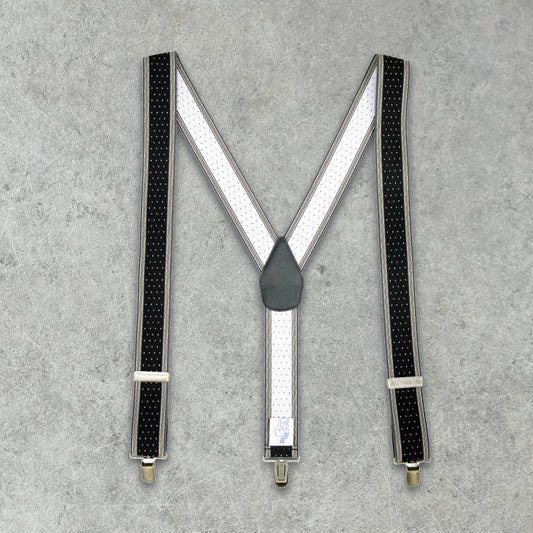 GEVAERT(ゲバルト) Y型サイドラインドット柄サスペンダー ベルギー生地 日本製 ゴム生地 長さ:FREE〜100cm×幅3.5cm メンズ レディース ユニセックス ドット柄 ファッション小物