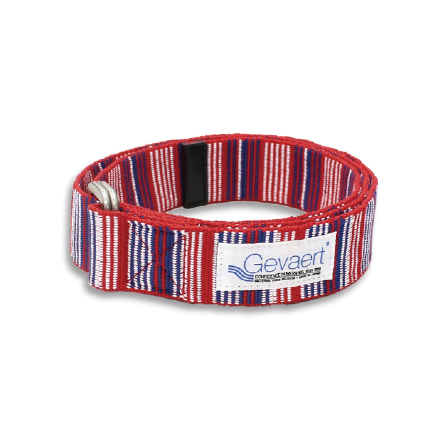 GEVAERT(ゲバルト) Wリングマルチストライプベルト ベルギー生地 日本製 ベルト長さ：約120cm ベルト幅：4cm サイズフリー カジュアル メンズ レディース ユニセックス ダブルリングバックル 布ベルト