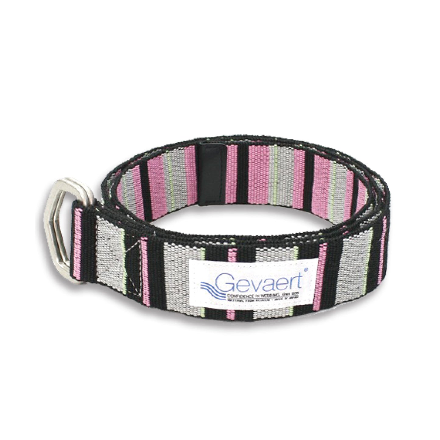 GEVAERT(ゲバルト) Wリングカラーボーダーベルト 日本製 ベルギー生地 おしゃれ サイズ ベルト長さ：約120cm ベルト幅：4cm ストライプ サイズフリー ダブルリングバックル ユニセックス カジュアル 布ベルト