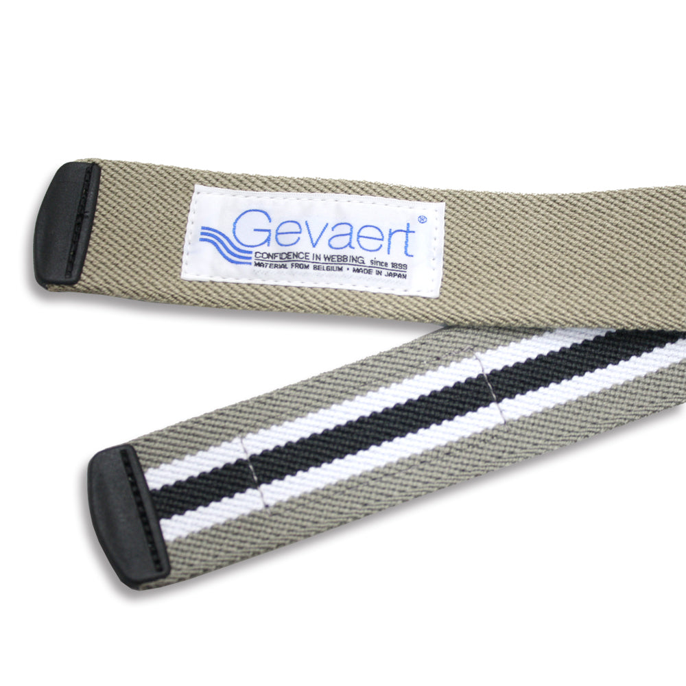 GEVAERT(ゲバルト) プラバックルセンターラインベルト ベルギー生地 日本製 ゴム生地 ベルト長さ：約110cm ベルト幅：3.5cm ストライプ柄 カジュアル メンズ レディース アウトドア ファッション小物
