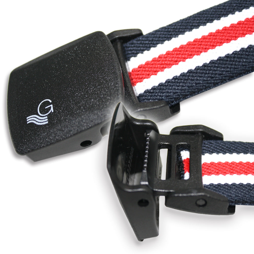 GEVAERT(ゲバルト) プラバックルセンターラインベルト ベルギー生地 日本製 ゴム生地 ベルト長さ：約110cm ベルト幅：3.5cm ストライプ柄 カジュアル メンズ レディース アウトドア ファッション小物