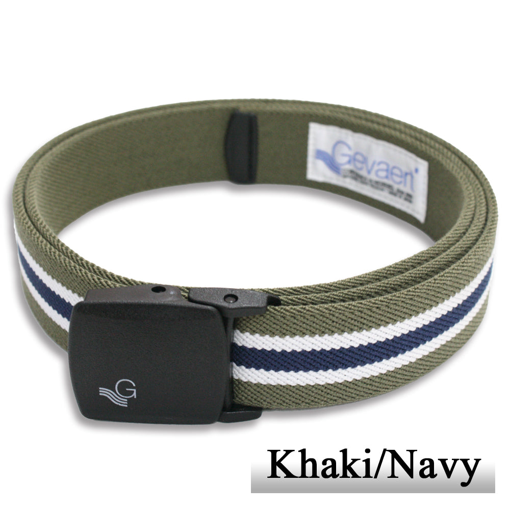 GEVAERT(ゲバルト) プラバックルセンターラインベルト ベルギー生地 日本製 ゴム生地 ベルト長さ：約110cm ベルト幅：3.5cm ストライプ柄 カジュアル メンズ レディース アウトドア ファッション小物
