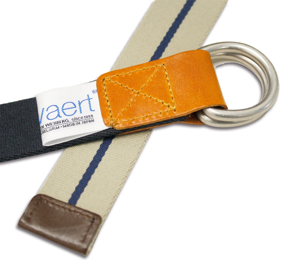 GEVAERT(ゲバルト) Wリングスレンダーベルト ベルギー生地 日本製 ベルト長さ：約120cm ベルト幅：3cm サイズフリー メンズ レディース ユニセックス カジュアル ダブルリングバックル 布ベルト