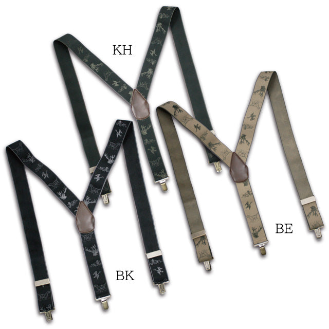 GEVAERT(ゲバルト) Y型アニマル刺繍柄サスペンダー ベルギー生地 日本製 ゴム生地 長さ:FREE〜116cm×幅3.5cm メンズ レディース ユニセックス  アニマル柄 ビジネス ファッション小物