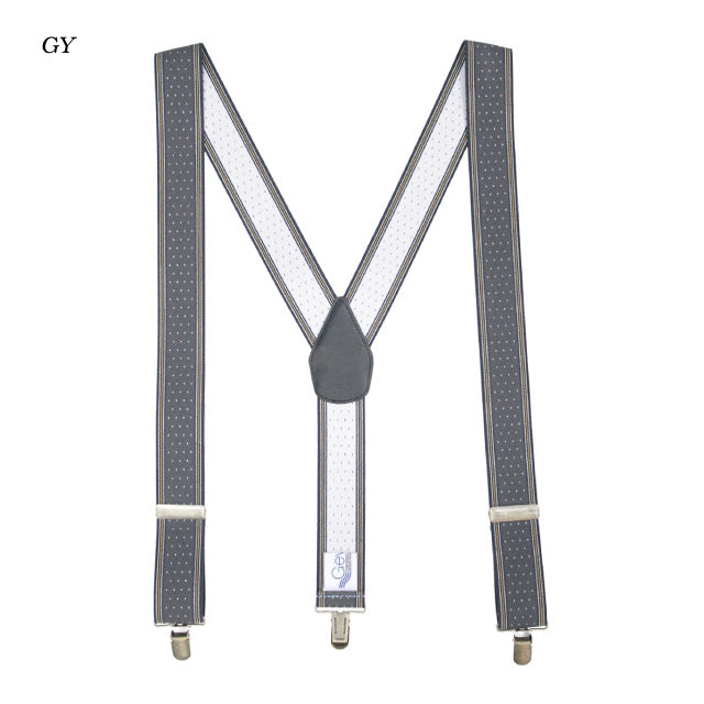 GEVAERT(ゲバルト) Y型サイドラインドット柄サスペンダー ベルギー生地 日本製 ゴム生地 長さ:FREE〜100cm×幅3.5cm メンズ レディース ユニセックス ドット柄 ファッション小物