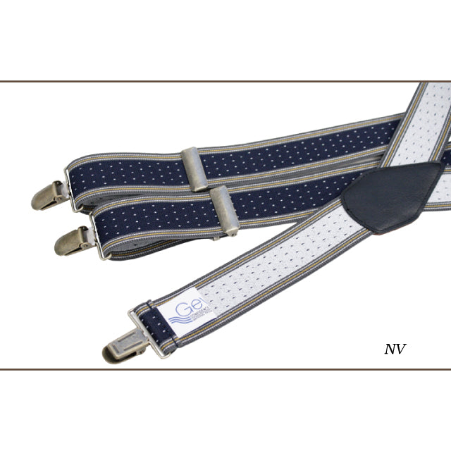 GEVAERT(ゲバルト) Y型サイドラインドット柄サスペンダー ベルギー生地 日本製 ゴム生地 長さ:FREE〜100cm×幅3.5cm メンズ レディース ユニセックス ドット柄 ファッション小物