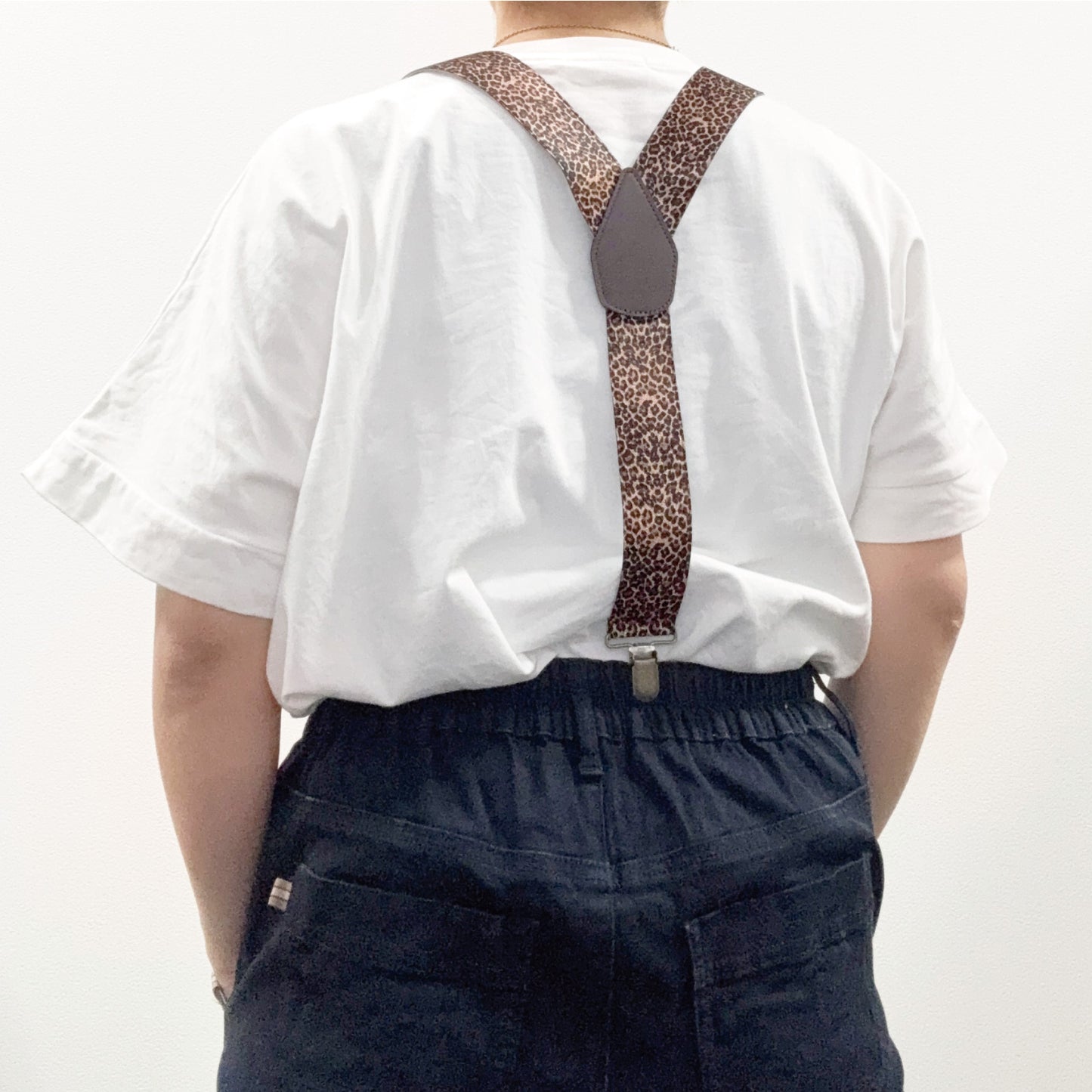 GEVAERT(ゲバルト) Y型 レオパード柄 サスペンダー ベルギー生地 日本製 ゴム生地 長さ:FREE〜100cm×幅3.5cm ヒョウ柄 メンズ レディース ユニセックス アメカジ コーディネート パーティー イベント ファッション小物