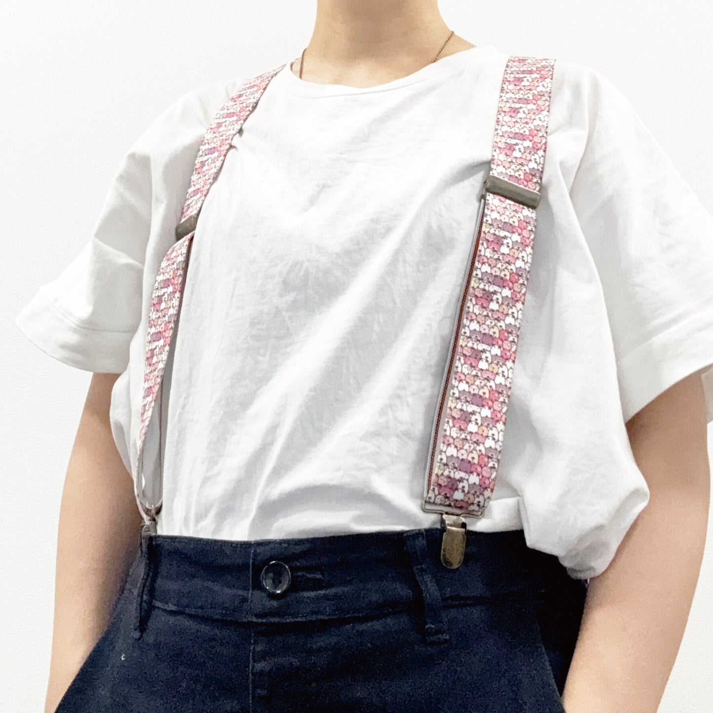 GEVAERT(ゲバルト) Y型モンスター柄 ドッグ柄 サスペンダー ベルギー生地 日本製 ゴム生地 長さ:FREE〜100cm×幅3.5cm ゴム メンズ レディース ユニセックス アメカジ コーディネート パーティー ファッション小物