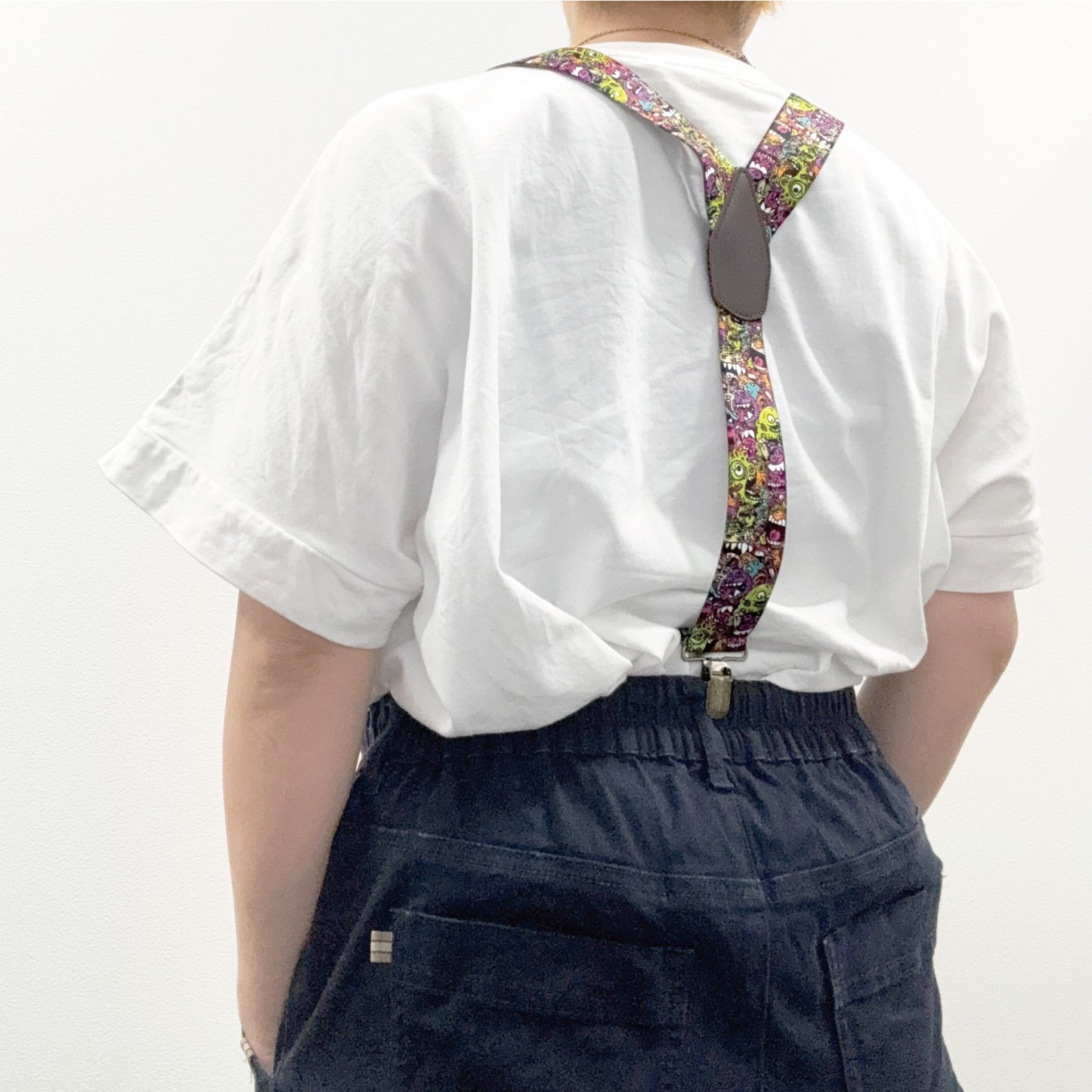 GEVAERT(ゲバルト) Y型モンスター柄 ドッグ柄 サスペンダー ベルギー生地 日本製 ゴム生地 長さ:FREE〜100cm×幅3.5cm ゴム メンズ レディース ユニセックス アメカジ コーディネート パーティー ファッション小物