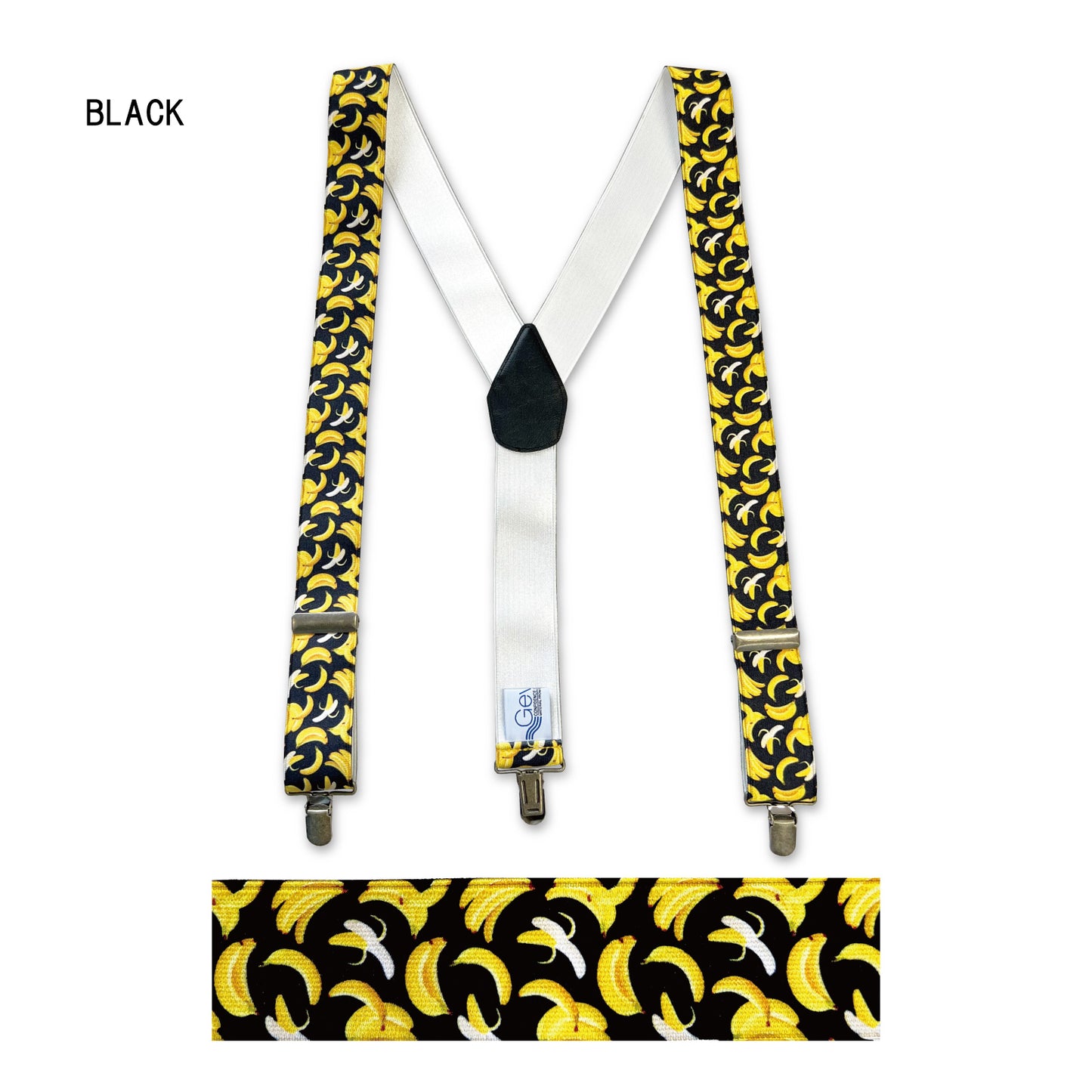 GEVAERT(ゲバルト) Y型バナナ柄 サスペンダー ベルギー生地 日本製 ゴム生地 長さ:FREE〜100cm×幅3.5cm メンズ レディース ユニセックス アメカジ コーディネート ファッション小物