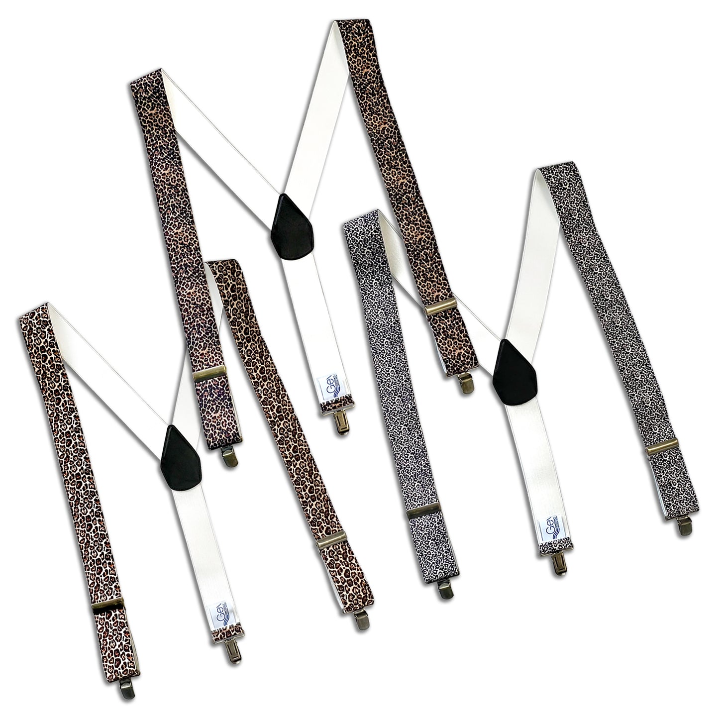 GEVAERT(ゲバルト) Y型 レオパード柄 サスペンダー ベルギー生地 日本製 ゴム生地 長さ:FREE〜100cm×幅3.5cm ヒョウ柄 メンズ レディース ユニセックス アメカジ コーディネート パーティー イベント ファッション小物