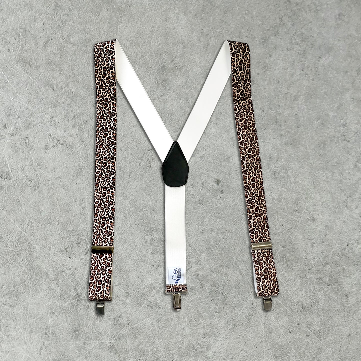 GEVAERT(ゲバルト) Y型 レオパード柄 サスペンダー ベルギー生地 日本製 ゴム生地 長さ:FREE〜100cm×幅3.5cm ヒョウ柄 メンズ レディース ユニセックス アメカジ コーディネート パーティー イベント ファッション小物