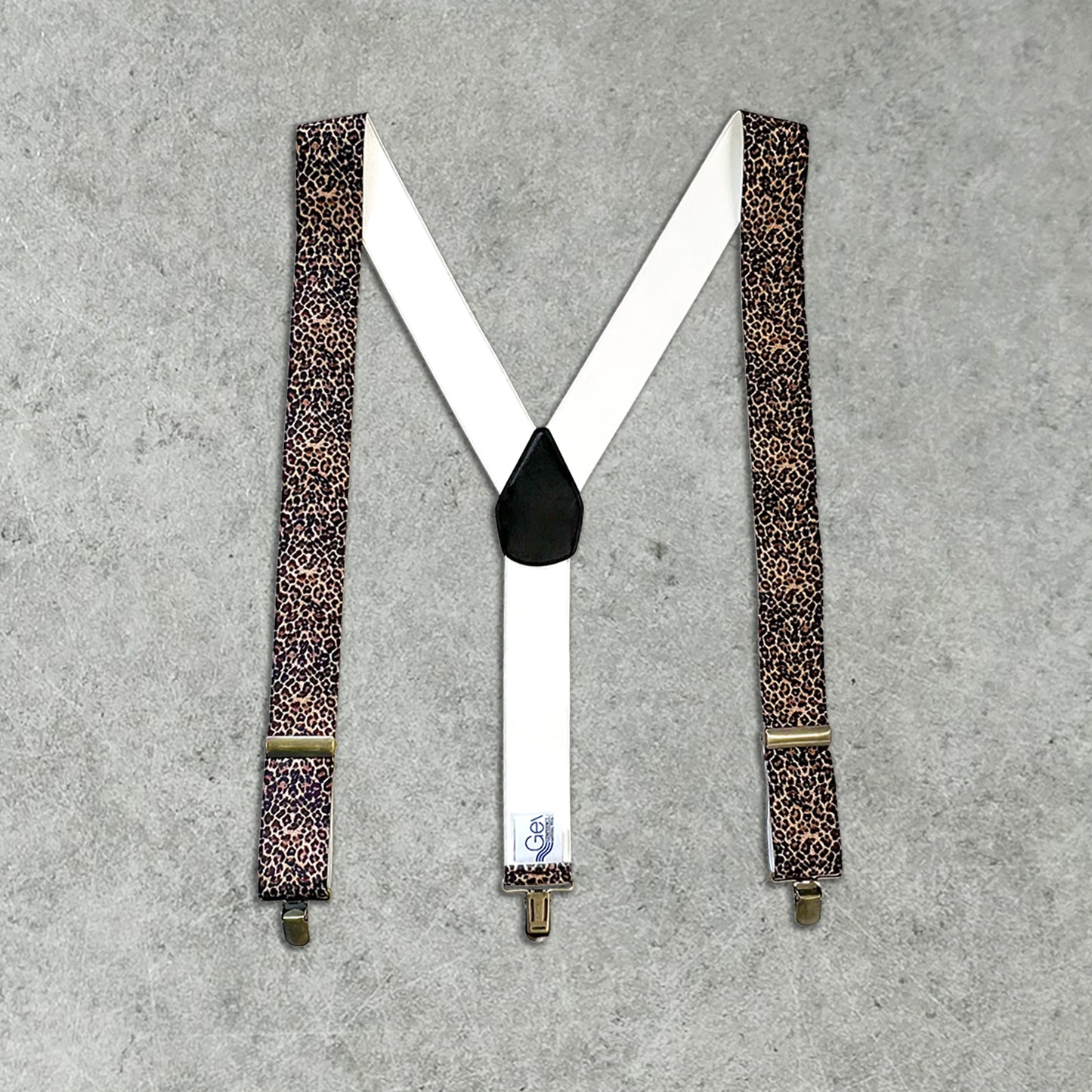 GEVAERT(ゲバルト) Y型 レオパード柄 サスペンダー ベルギー生地 日本製 ゴム生地 長さ:FREE〜100cm×幅3.5cm ヒョウ柄 メンズ レディース ユニセックス アメカジ コーディネート パーティー イベント ファッション小物