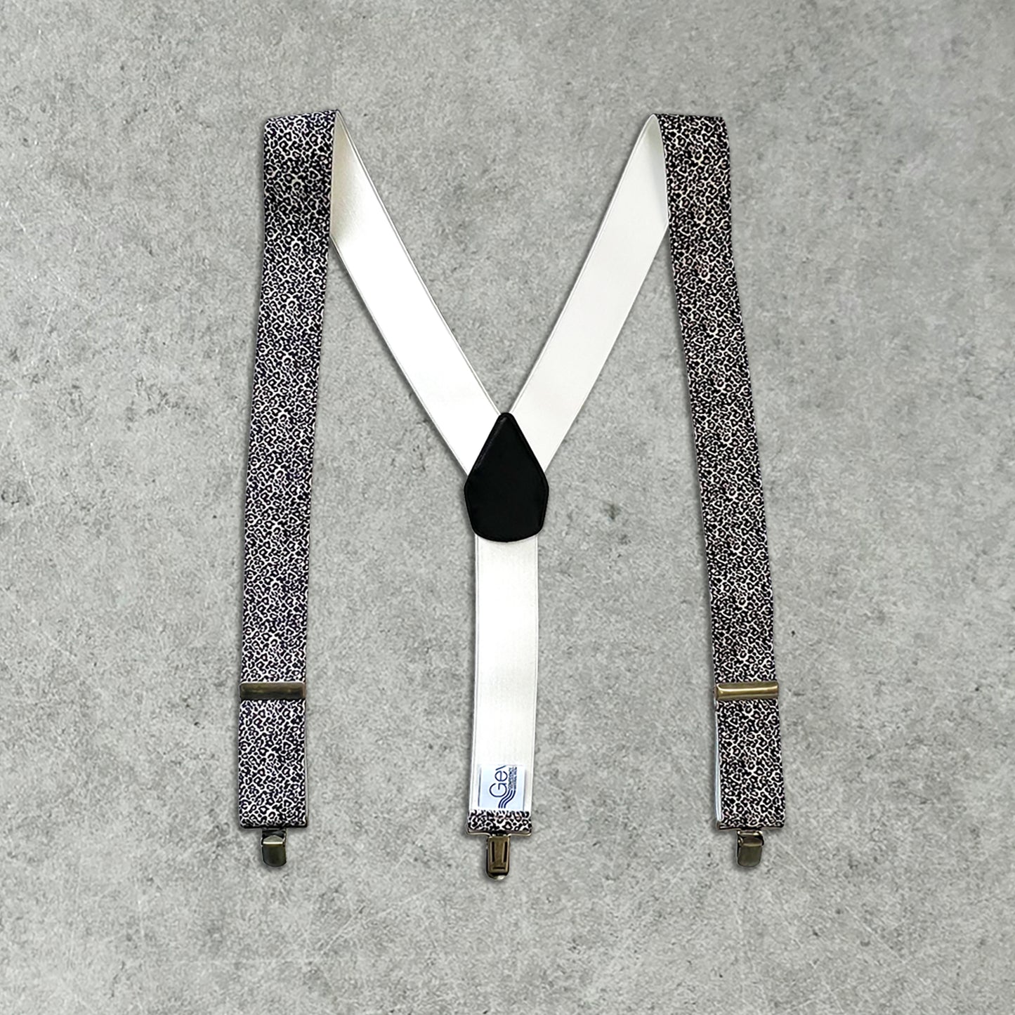 GEVAERT(ゲバルト) Y型 レオパード柄 サスペンダー ベルギー生地 日本製 ゴム生地 長さ:FREE〜100cm×幅3.5cm ヒョウ柄 メンズ レディース ユニセックス アメカジ コーディネート パーティー イベント ファッション小物