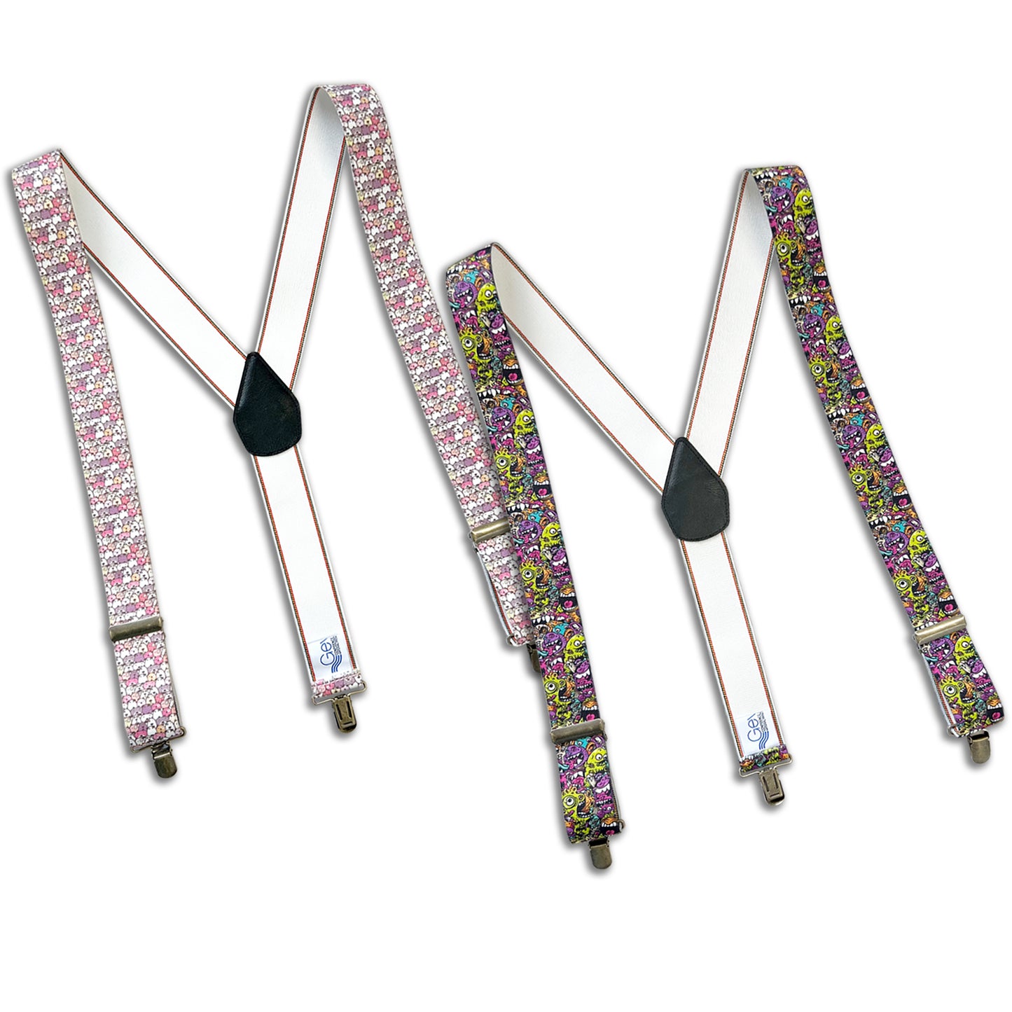 GEVAERT(ゲバルト) Y型モンスター柄 ドッグ柄 サスペンダー ベルギー生地 日本製 ゴム生地 長さ:FREE〜100cm×幅3.5cm ゴム メンズ レディース ユニセックス アメカジ コーディネート パーティー ファッション小物