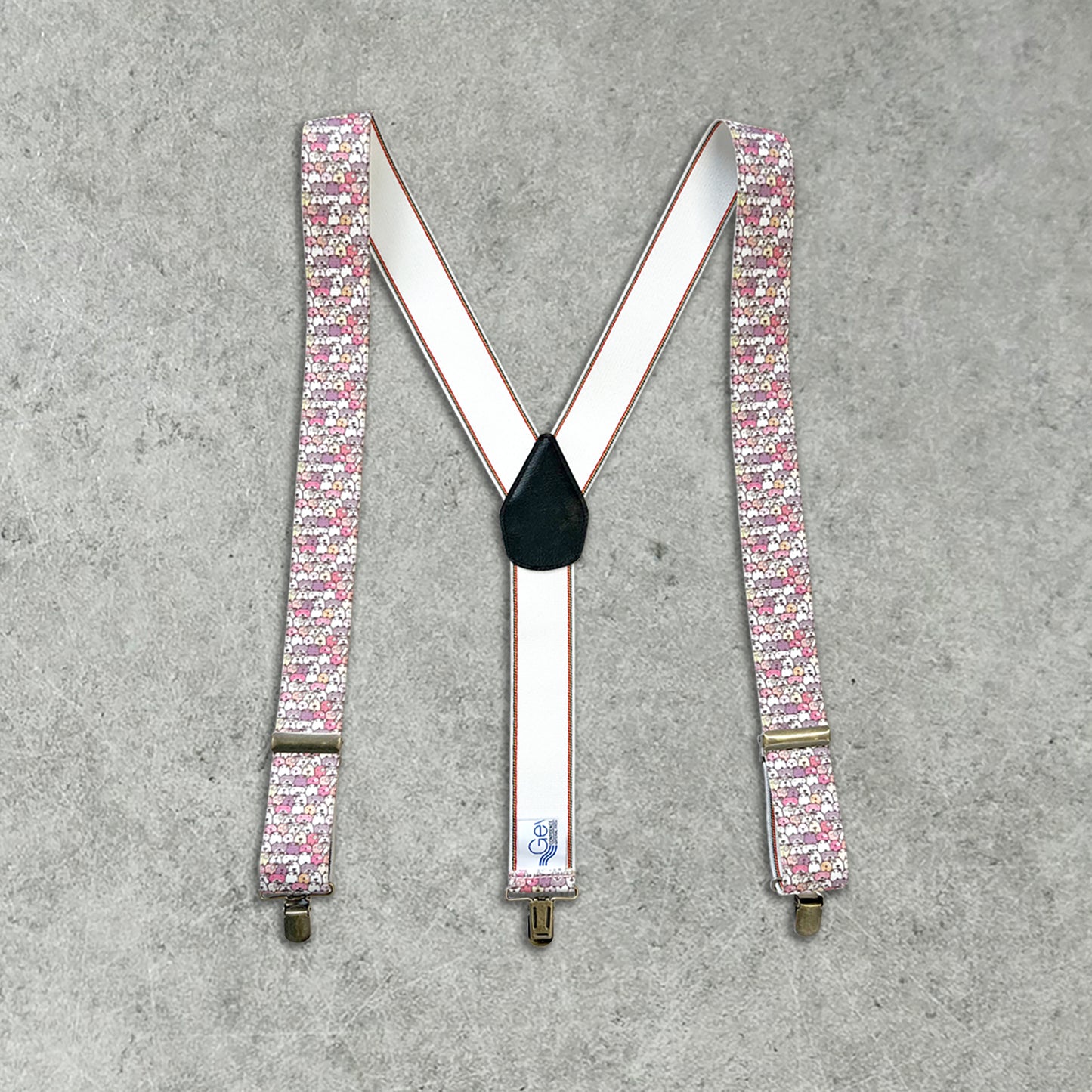 GEVAERT(ゲバルト) Y型モンスター柄 ドッグ柄 サスペンダー ベルギー生地 日本製 ゴム生地 長さ:FREE〜100cm×幅3.5cm ゴム メンズ レディース ユニセックス アメカジ コーディネート パーティー ファッション小物