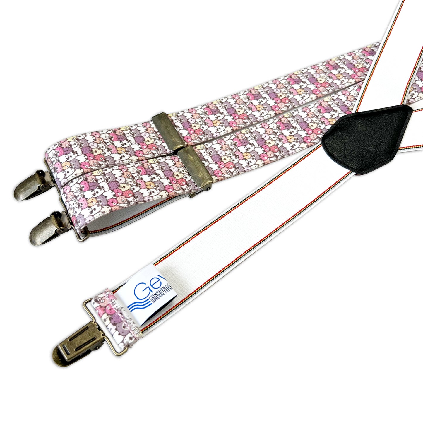 GEVAERT(ゲバルト) Y型モンスター柄 ドッグ柄 サスペンダー ベルギー生地 日本製 ゴム生地 長さ:FREE〜100cm×幅3.5cm ゴム メンズ レディース ユニセックス アメカジ コーディネート パーティー ファッション小物