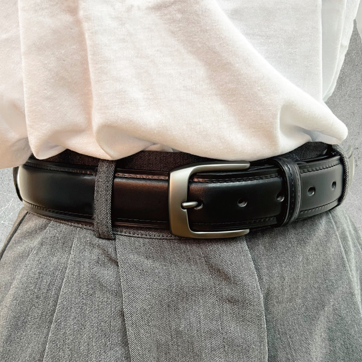 アメリカンオイルストレッチベルト  サイズ調整OK 本革 紳士 祝い レザー メンズ 伸縮性 日本製 プレゼント