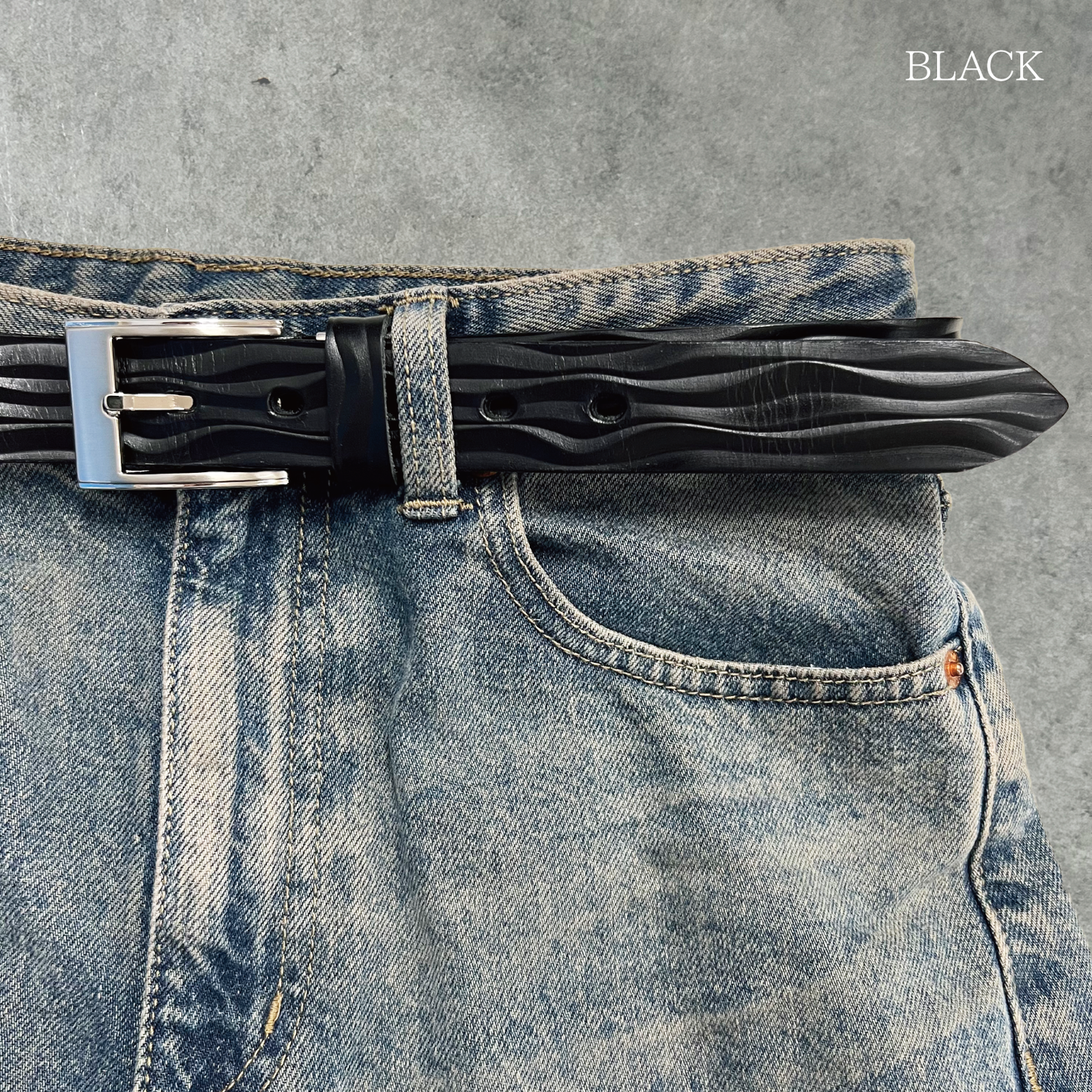 栃木レザー波型ビジネスベルト 牛革 サイズ調整OK 長さ約108cm 幅2.8cm ビジネス スーツ 紳士 カジュアル 本革 プレゼント 祝い メンズ レディース