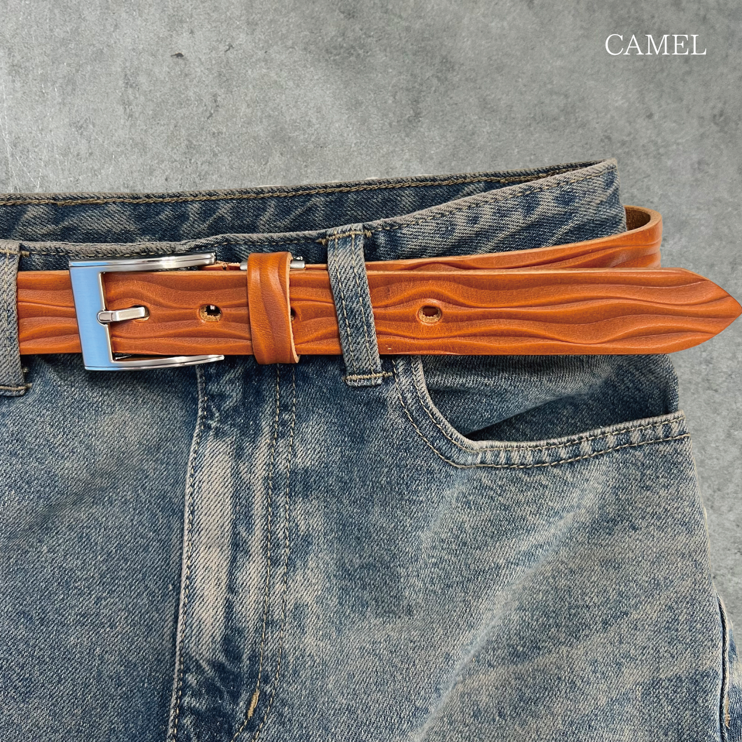 栃木レザー波型ビジネスベルト 牛革 サイズ調整OK 長さ約108cm 幅2.8cm ビジネス スーツ 紳士 カジュアル 本革 プレゼント 祝い メンズ レディース