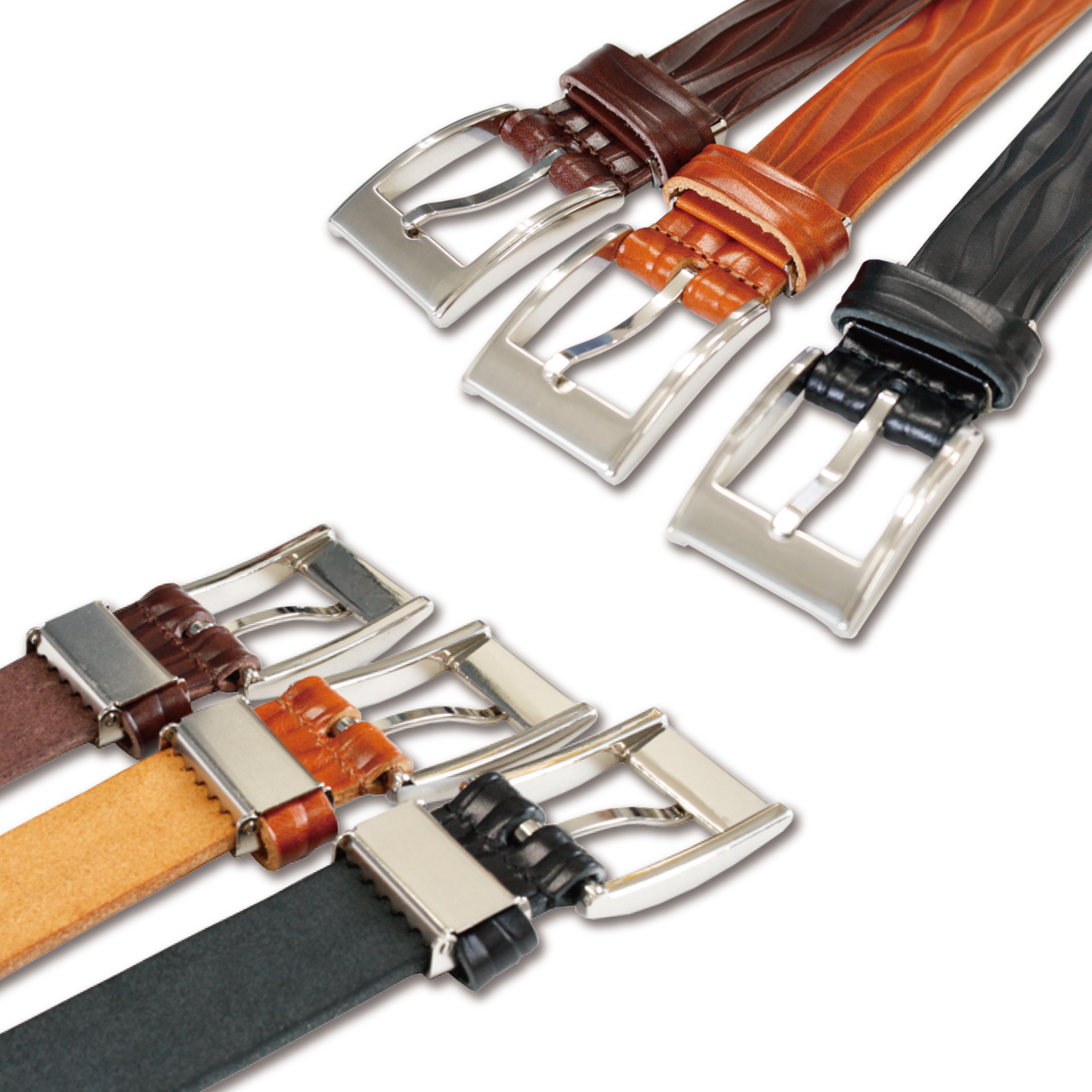 栃木レザー波型ビジネスベルト 牛革 サイズ調整OK 長さ約108cm 幅2.8cm ビジネス スーツ 紳士 カジュアル 本革 プレゼント 祝い メンズ レディース