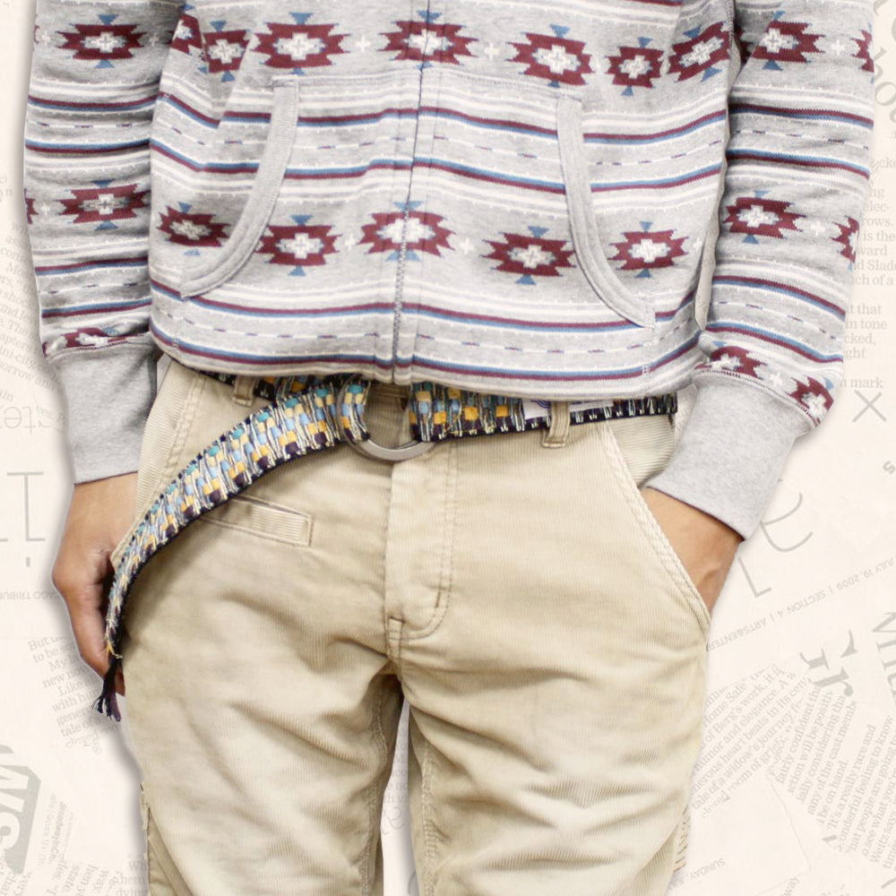 GEVAERT(ゲバルト) Wリングビビッドシャギーベルト ベルギー生地 日本製 ベルト長さ：約120cm ベルト幅：4cm サイズフリー カジュアル メンズ レディース ユニセックス ダブルリングバックル 布ベルト