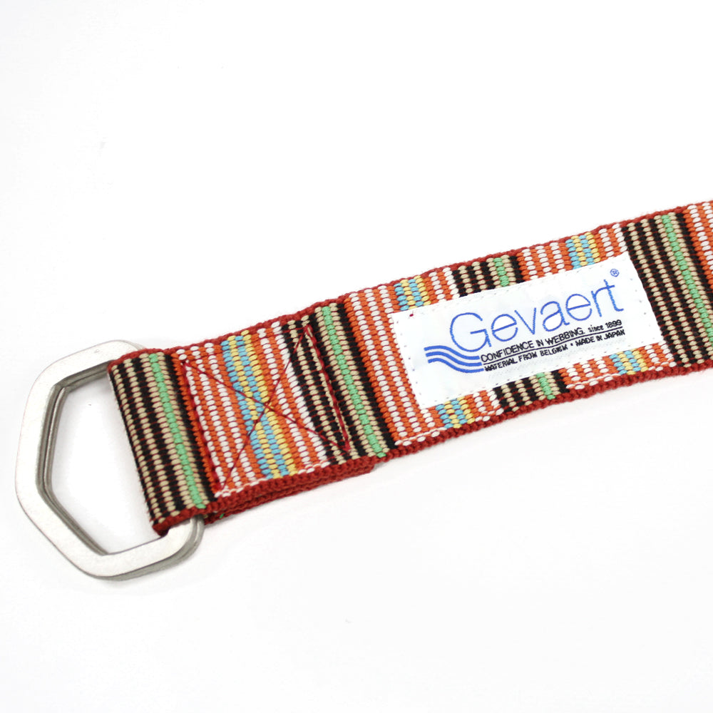 GEVAERT(ゲバルト) Wリングマルチストライプベルト ベルギー生地 日本製 ベルト長さ：約120cm ベルト幅：4cm サイズフリー カジュアル メンズ レディース ユニセックス ダブルリングバックル 布ベルト