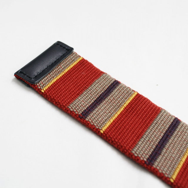 GEVAERT(ゲバルト) Wリングカラーボーダーベルト 日本製 ベルギー生地 おしゃれ サイズ ベルト長さ：約120cm ベルト幅：4cm ストライプ サイズフリー ダブルリングバックル ユニセックス カジュアル 布ベルト