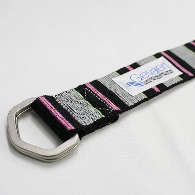 GEVAERT(ゲバルト) Wリングカラーボーダーベルト 日本製 ベルギー生地 おしゃれ サイズ ベルト長さ：約120cm ベルト幅：4cm ストライプ サイズフリー ダブルリングバックル ユニセックス カジュアル 布ベルト