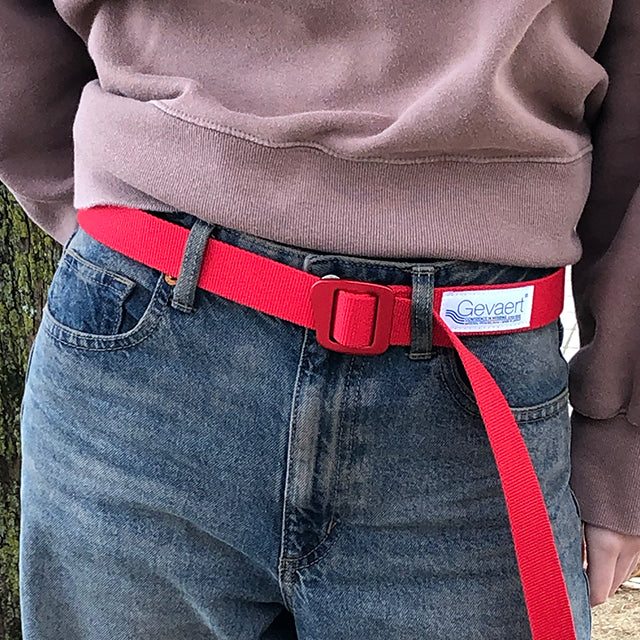 GEVAERT(ゲバルト) アルミバックルベルト 日本製 ベルギー生地 ベルト長さ:約116cm ベルト幅:3cm サイズフリー 軽量 カジュアル アウトドア メンズ レディース ユニセックス ファッション小物 推しカラー