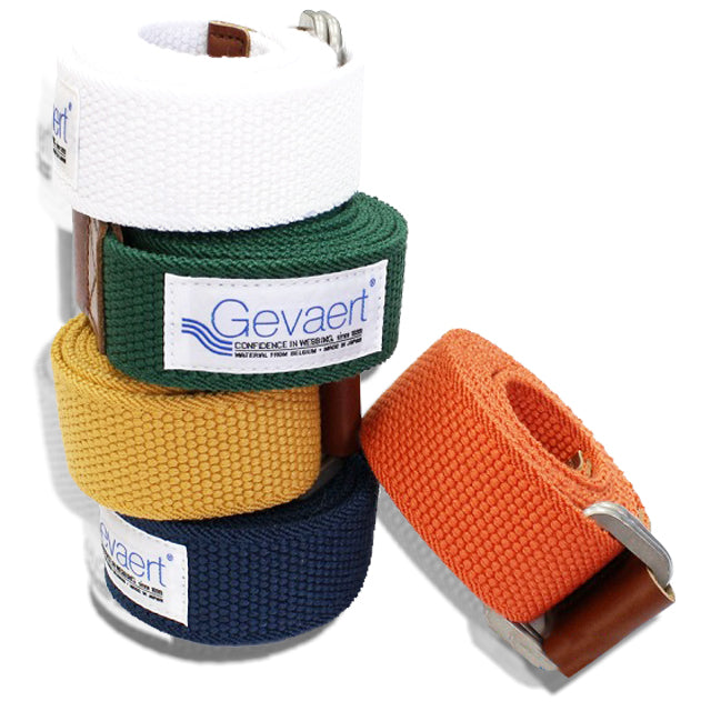 GEVAERT(ゲバルト) Wリングムジックベルト ベルギー生地 日本製 ベルト長さ：約110cm ベルト幅：3.5cm サイズフリー カジュアル メンズ レディース ユニセックス アウトドア ダブルリングバックル 布ベルト