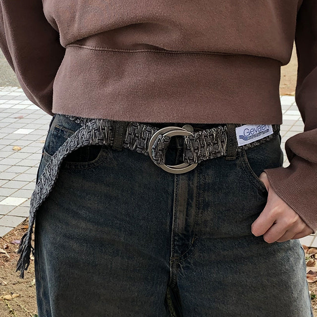 GEVAERT(ゲバルト) ダブルリングアースシャギーベルト ベルギー生地 日本製 ベルト長さ：約120m ベルト幅：3.5cm サイズフリー カジュアル メンズ レディース ユニセックス ダブルリングバックル ファッション小物