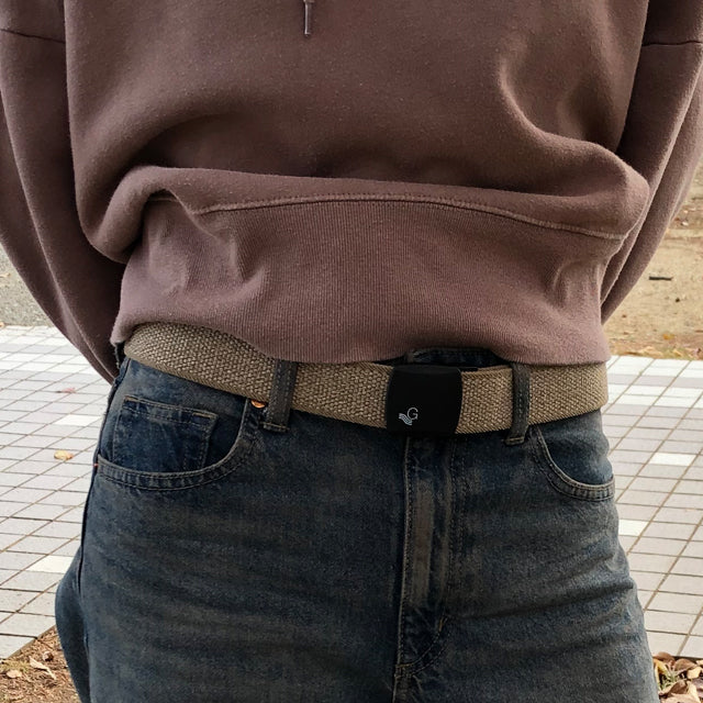 GEVAERT(ゲバルト) プラバックルサンドストーンベルト ベルギー生地 日本製 ゴム生地 ベルト長さ：約120cm ベルト幅：3.5cm サイズフリー カジュアル メンズ レディース アウトドア ファッション小物