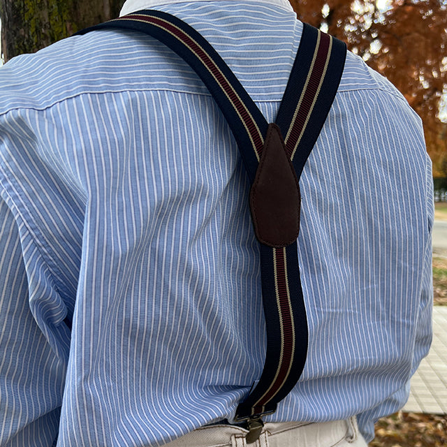 GEVAERT(ゲバルト) Y型ストライプ柄サスペンダー ベルギー生地 日本製 ゴム生地 長さ:FREE〜116cm×幅3.5cm カジュアル メンズ レディース ユニセックス ビジネス ファッション小物