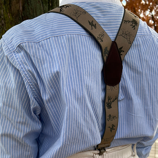 GEVAERT(ゲバルト) Y型アニマル刺繍柄サスペンダー ベルギー生地 日本製 ゴム生地 長さ:FREE〜116cm×幅3.5cm メンズ レディース ユニセックス  アニマル柄 ビジネス ファッション小物